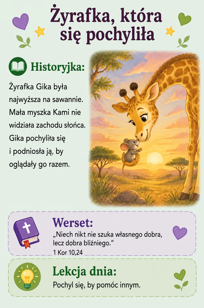 Żyrafka, która się pochyliła