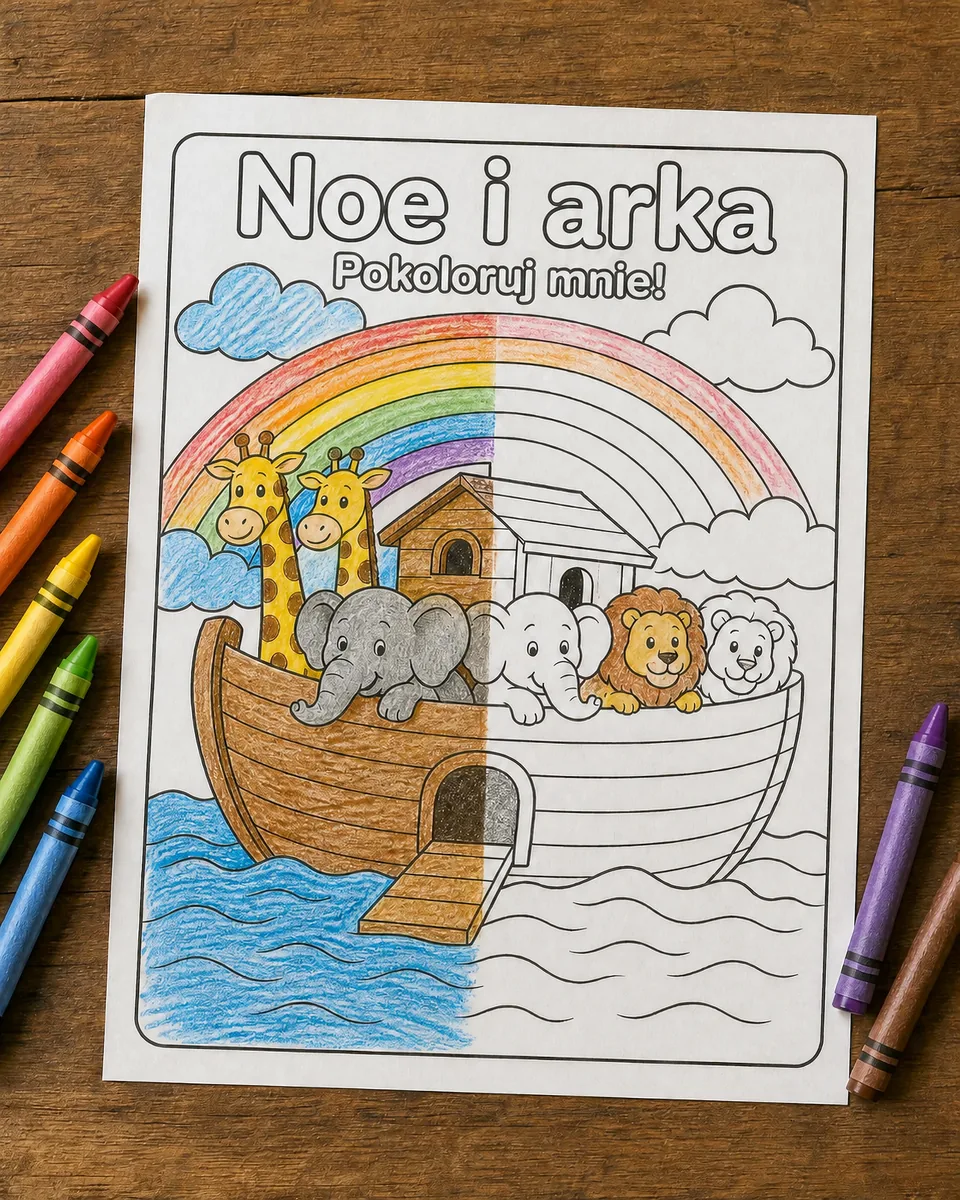 Kolorowanka Noe i arka
